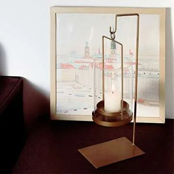 Retrome Antique Brass Hurricane Lantern for Home Decor