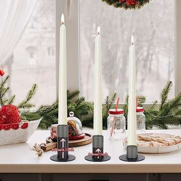 3PCS Set of Black Candle Holders, Decorative Metal Candlesticks for Taper Candles tiered heights 1/2...