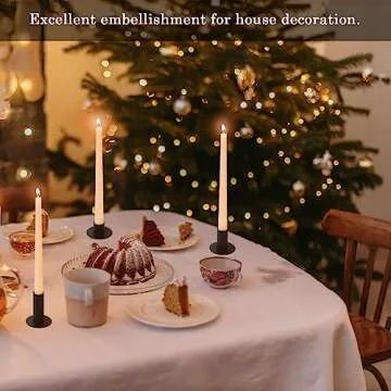 3PCS Set of Black Candle Holders, Decorative Metal Candlesticks for Taper Candles tiered heights 1/2/3inch for Home Décor, Wedding, Birthday and Anniversary（Candles Excluded）