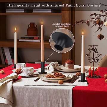 3PCS Set of Black Candle Holders, Decorative Metal Candlesticks for Taper Candles tiered heights 1/2/3inch for Home Décor, Wedding, Birthday and Anniversary（Candles Excluded）