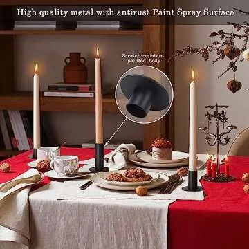 3PCS Set of Black Candle Holders, Decorative Metal Candlesticks for Taper Candles tiered heights 1/2/3inch for Home Décor, Wedding, Birthday and Anniversary（Candles Excluded）