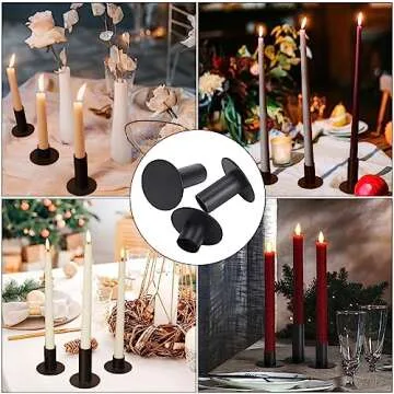 3PCS Set of Black Candle Holders, Decorative Metal Candlesticks for Taper Candles tiered heights 1/2/3inch for Home Décor, Wedding, Birthday and Anniversary（Candles Excluded）