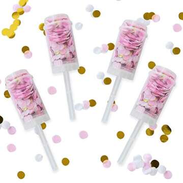 TONIFUL 4 Pack Push Pop Confetti Poppers Cannon, Wedding Confetti Poppers for Graduation Gender Reve...