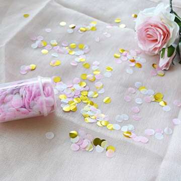 TONIFUL 4 Pack Push Pop Confetti Poppers Cannon, Wedding Confetti Poppers for Graduation Gender Reveal Girl Baby Shower Bridal Anniversary Christmas New Year's Birthday Party Supplies(Gold+Pink+White)