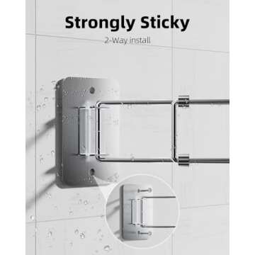 FOCSPROD RV Shower Corner Storage Bar, 7.5-13.4 inches RV Bathroom Travel Trailer Storage Organization Coner Bar, Stainless Steel RV Shower Corner Shelf Rod in Camper Must Haves Accessories (3 Pack)