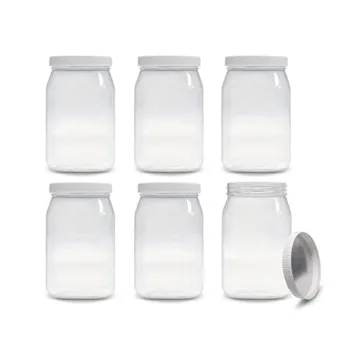 ljdeals 16 oz Clear Plastic Jars with Lids Pack of 6