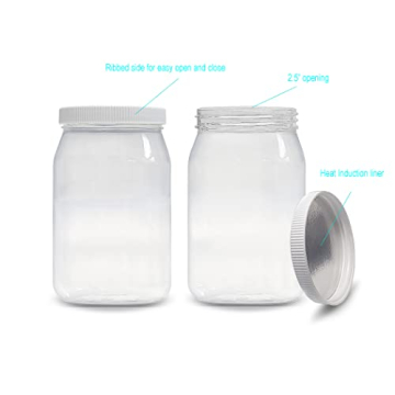 ljdeals 16 oz Clear Plastic Jars with Lids Pack of 6