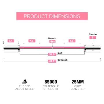 RitFit 4FT/5FT/6FT/7FT Olympic Barbell Bar for Men and Women, Weight Bar for Weight Lifting, Squat and Bench Press (4FT)