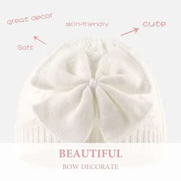 Winter Warm Knitted Baby Hat for Girls Cotton Lined Infant Toddler Girls Hat Autumn Cute Bow Classic Girls Beanie 0-6Y(M,White)
