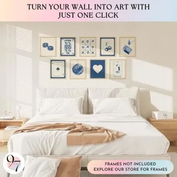 Trendy Blue Lucky Poker Wall Art Posters for Home Decor