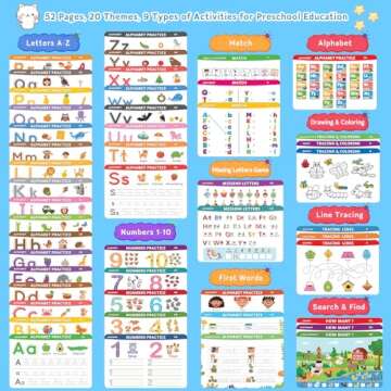 Preschool Learning Activities Educational Workbook: Preschool Handwriting Tracing Books | Autism Learning Materials | Alphabet Learning Toys | Pre k Workbooks | Montessori Busy Book for Kids Ages 3-5