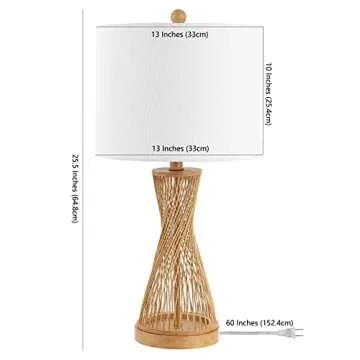 SAFAVIEH Lighting Collection Magnus Coastal Farmhouse Bamboo Natural 26-inch Bedroom Living Room Home Office Desk Nightstand Table Lamp (LED Bulb Included)