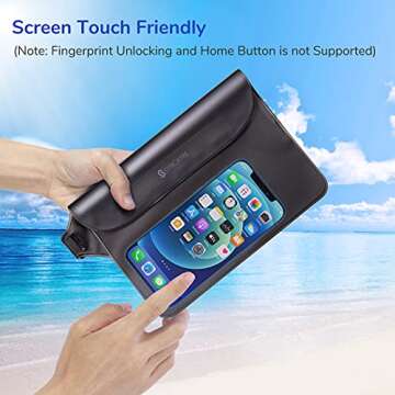 SYNCWIRE Waterproof Mobile Phone Pouch - Pack of 2 - Waterproof Touch Screen Bum Bag, Adjustable Strap, Waterproof Protective Belt Cover for Beach, Swimming, Fishing, Kayaking etc.