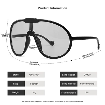 GFUIARA Trendy Oversized Sunglasses with UV400 Protection