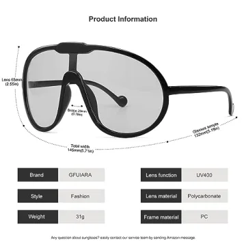 GFUIARA Trendy Oversized Sunglasses with UV400 Protection