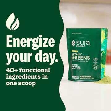 Suja Organic Greens Powder Probiotic Blend, Spirulina, Daily Superfood Drink or Smoothie Mix for Imm...