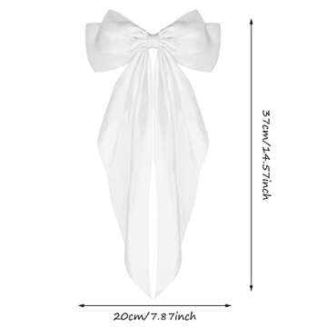 WLLHYF Big Bow Barrettes Long Tail French Ribbon Hair Pins Soft Silky Satin Hair Clip Metal Bowknot Clips 90's Accessories for Party Women Girl
