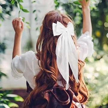 WLLHYF Big Bow Barrettes Long Tail French Ribbon Hair Pins Soft Silky Satin Hair Clip Metal Bowknot Clips 90's Accessories for Party Women Girl
