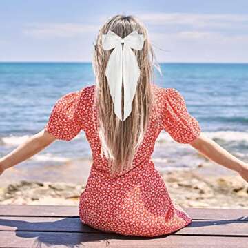 WLLHYF Big Bow Barrettes Long Tail French Ribbon Hair Pins Soft Silky Satin Hair Clip Metal Bowknot Clips 90's Accessories for Party Women Girl