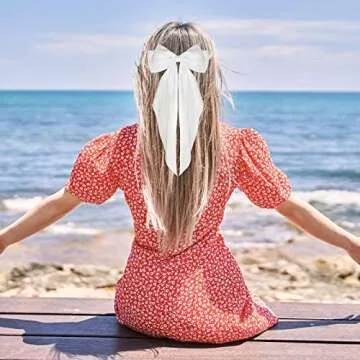 WLLHYF Big Bow Barrettes Long Tail French Ribbon Hair Pins Soft Silky Satin Hair Clip Metal Bowknot Clips 90's Accessories for Party Women Girl