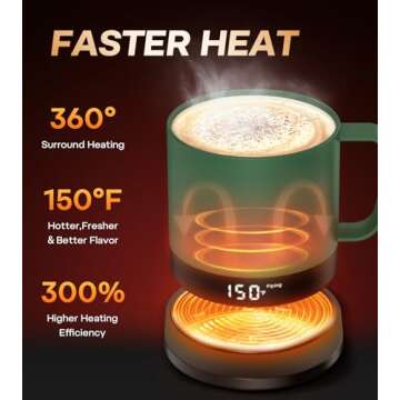 Self Heating Coffee Mug, 14 Oz Temperature Control Smart Mug, Double Sided & Real-Time LED Display, ...
