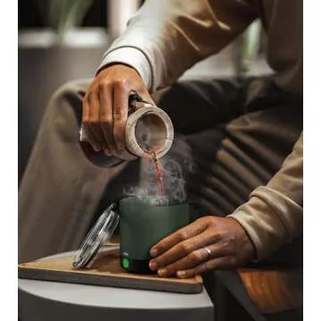 Self Heating Coffee Mug, 14 Oz Temperature Control Smart Mug, Double Sided & Real-Time LED Display, Fast Heating, Mug Warmer with 120 Min Battery Life, Birthday Gifts for Women and Men(Green)