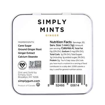 Simply Mints | Ginger Breath Mints | Pack of Six (180 Pieces Total) | Made With Real Ginger + Good f...
