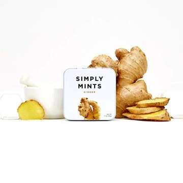 Simply Mints | Ginger Breath Mints | Pack of Six (180 Pieces Total) | Made With Real Ginger + Good for Nausea + Aspartame-Free + Vegan + non-GMO
