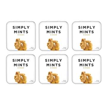 Simply Mints | Ginger Breath Mints | Pack of Six (180 Pieces Total) | Made With Real Ginger + Good for Nausea + Aspartame-Free + Vegan + non-GMO