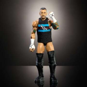 Mattel WWE Top Picks Elite Action Figure & Accessories Set, CM Punk 6-inch Collectible with Swappable Hands, Ring Gear & 25 Articulation Points