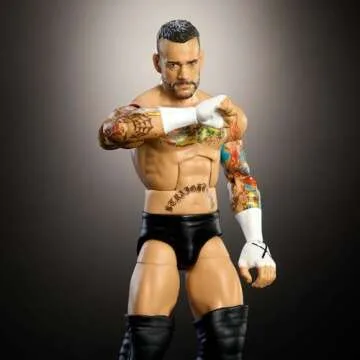 Mattel WWE Top Picks Elite Action Figure & Accessories Set, CM Punk 6-inch Collectible with Swappable Hands, Ring Gear & 25 Articulation Points