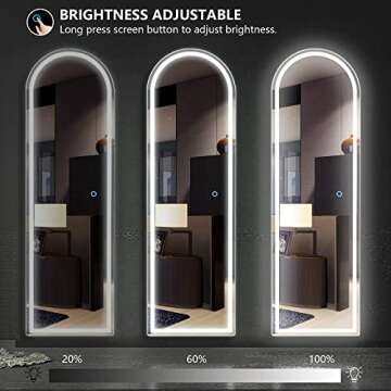 Kasibie Arch Full Length LED Lighted Mirror - 47"x14.5", Wall Mounted Arched Mirror for Bedroom/Living Room (Black LED)