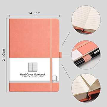 AHGXG Lined Notebook Journal 2 Pack - A5 Ruled Journal for Women,with 320 Numbered Pages,Hardcover Leather,120gsm Thick Lined Paper 5.75'' × 8.38''