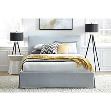 Modus Furniture Solid Wood Upholstered Footboard-Storage Bed, King, Shelby - Sky