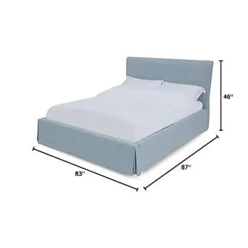 Modus Furniture Solid Wood Upholstered Footboard-Storage Bed, King, Shelby - Sky