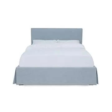 Modus Furniture Solid Wood Upholstered Footboard-Storage Bed, King, Shelby - Sky