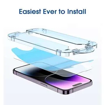 amFilm Easiest Installation OneTouch for iPhone 14 Pro [6.1 Inch] Screen Protector Tempered Glass, Auto-Alignment Tech, Bubble Free and Full Coverage Case Friendly, Anti-Scratch 2 Pack