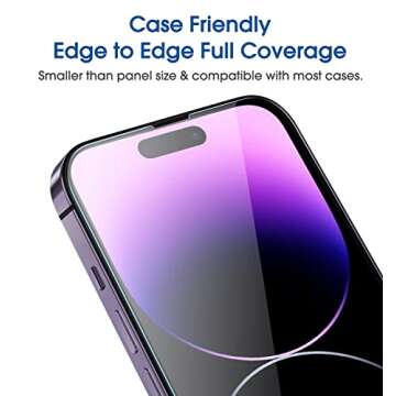 amFilm Easiest Installation OneTouch for iPhone 14 Pro [6.1 Inch] Screen Protector Tempered Glass, Auto-Alignment Tech, Bubble Free and Full Coverage Case Friendly, Anti-Scratch 2 Pack