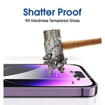 amFilm Easiest Installation OneTouch for iPhone 14 Pro [6.1 Inch] Screen Protector Tempered Glass, Auto-Alignment Tech, Bubble Free and Full Coverage Case Friendly, Anti-Scratch 2 Pack