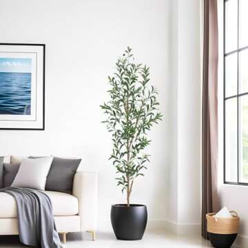 TDIAOL 6FT Artificial Olive Tree, Realistic Faux Tree with Leaves and Fruits for Indoor Home & Office Decor