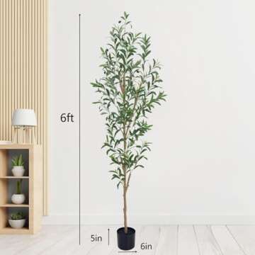 TDIAOL 6FT Artificial Olive Tree, Realistic Faux Tree with Leaves and Fruits for Indoor Home & Office Decor