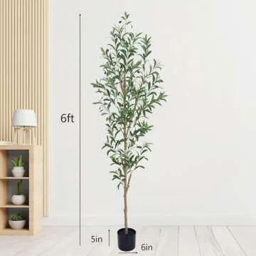 TDIAOL 6FT Artificial Olive Tree, Realistic Faux Tree with Leaves and Fruits for Indoor Home & Office Decor