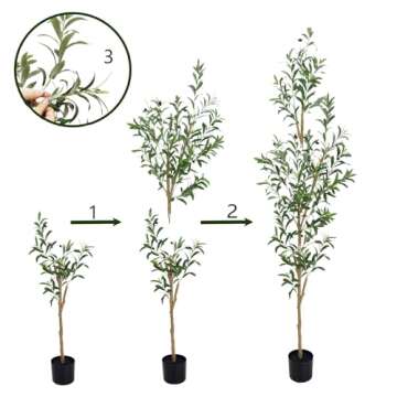 TDIAOL 6FT Artificial Olive Tree, Realistic Faux Tree with Leaves and Fruits for Indoor Home & Office Decor
