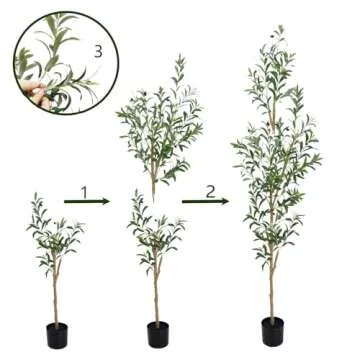 TDIAOL 6FT Artificial Olive Tree, Realistic Faux Tree with Leaves and Fruits for Indoor Home & Office Decor