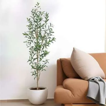 TDIAOL 6FT Artificial Olive Tree, Realistic Faux Tree with Leaves and Fruits for Indoor Home & Office Decor