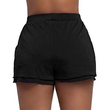 KEEPRONE Plus-Size Swim Shorts Women Solid Swimwear