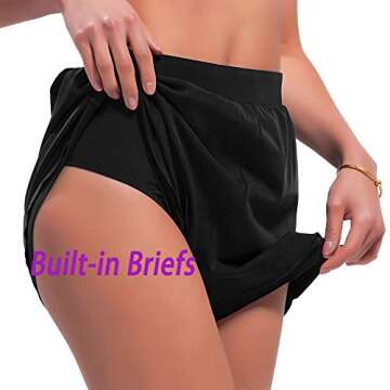 KEEPRONE Plus-Size Swim Shorts Women Solid Swimwear