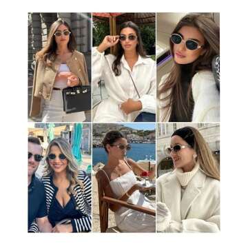 FURTALK Retro Oval Sunglasses Womens UV400 Protection Sun Glasses Plastic Frame Sunnies Shades FT8219 (Green/Tortoise)