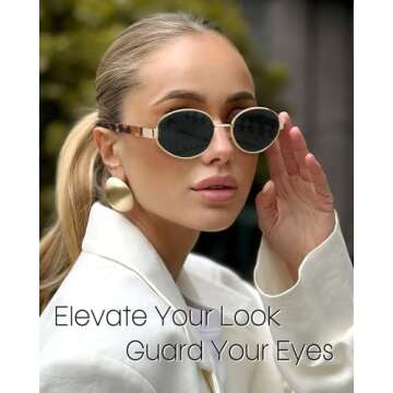 FURTALK Retro Oval Sunglasses Womens UV400 Protection Sun Glasses Plastic Frame Sunnies Shades FT8219 (Green/Tortoise)