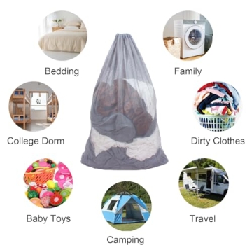 DuomiW Heavy Duty Mesh Laundry Bag for Travel and Home